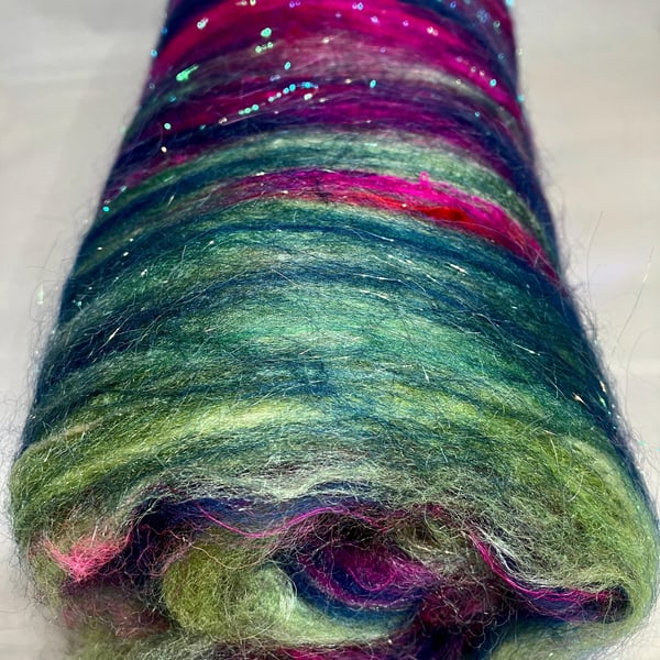 Art Batt for Spinning and Felting, Colour: Northern Lights