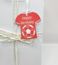 Football Shirt Gift Tag with Silk Ribbon – Handmade Sports Gift Tag