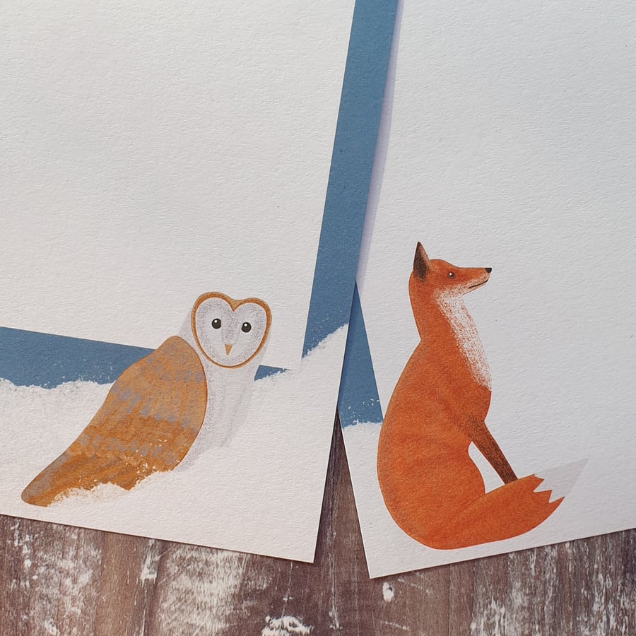 Snowy Fox and Barn Owl Gift Notes