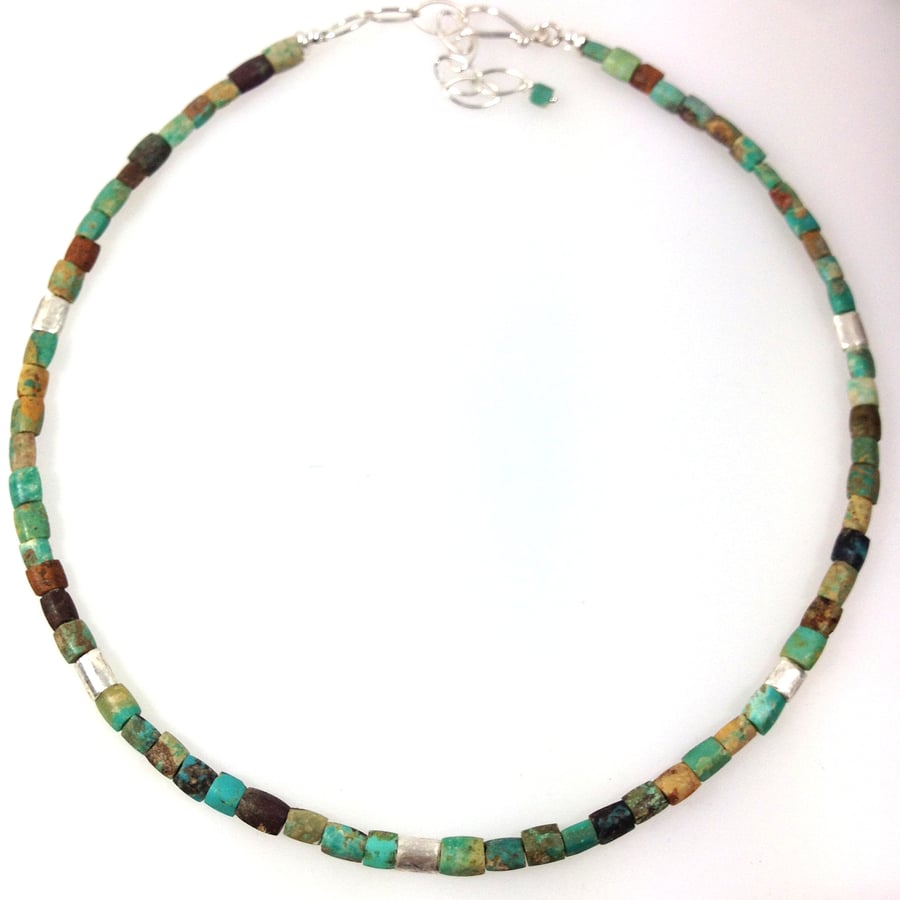 Silver and Tibetan turquoise necklace