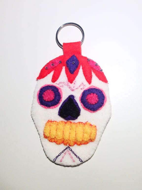 Mexican Sugar Skull Keyring - UK Free Post