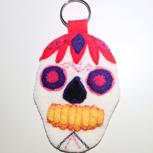 Mexican Sugar Skull Keyring - UK Free Post