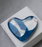 Fused Glass Pocket Heart - Teal and silver
