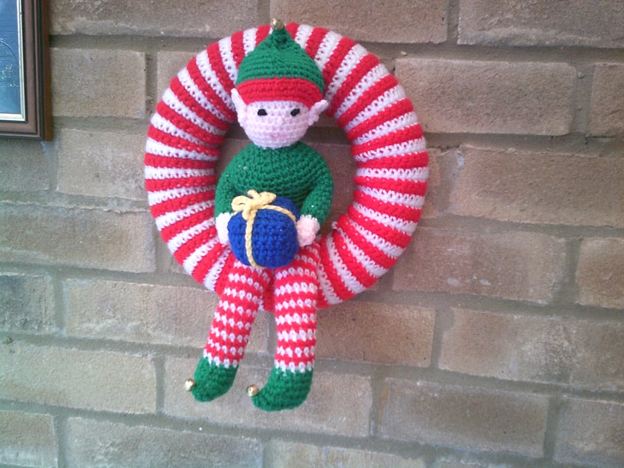 Crocheted Christmas Elf Wreath