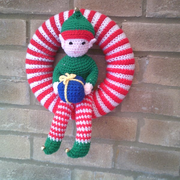 Crocheted Christmas Elf Wreath