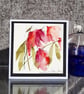 Handpainted Blank Card Of Red Abstract Papery Flowers - Image 5