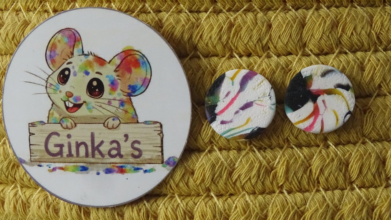 Colour Splash Polymer Clay Stud Earrings – Handmade