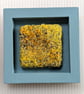 Yellow Abstract Textile Mini Art in Teal Painted wooden frame. - Image 3