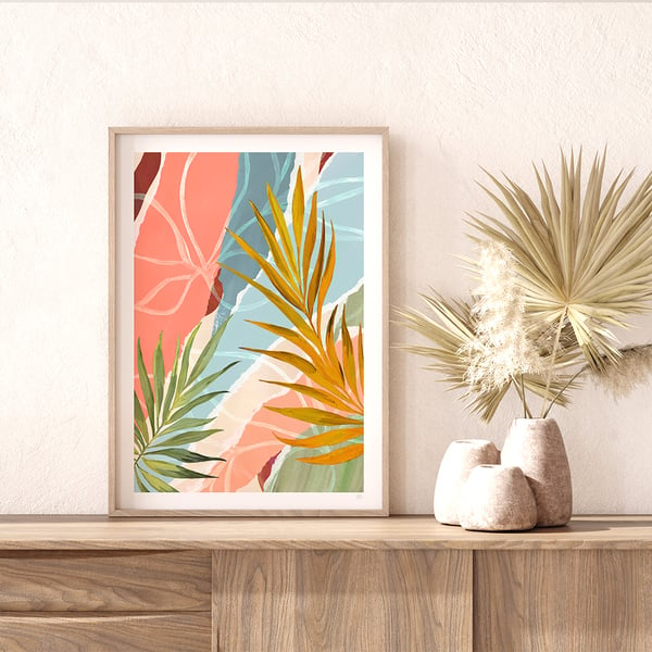 Tropical Leaf Collage Art Print