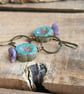 Rustic Flower Bead Earrings in Seafoam Green & Lavender Purple - Nature Inspired - Image 3