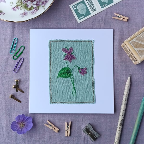 Embroidered Violet General Greeting Card