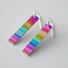 Rainbow striped rectangle earrings