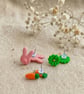 Easter Bunny and Carrot Stud Earrings Set