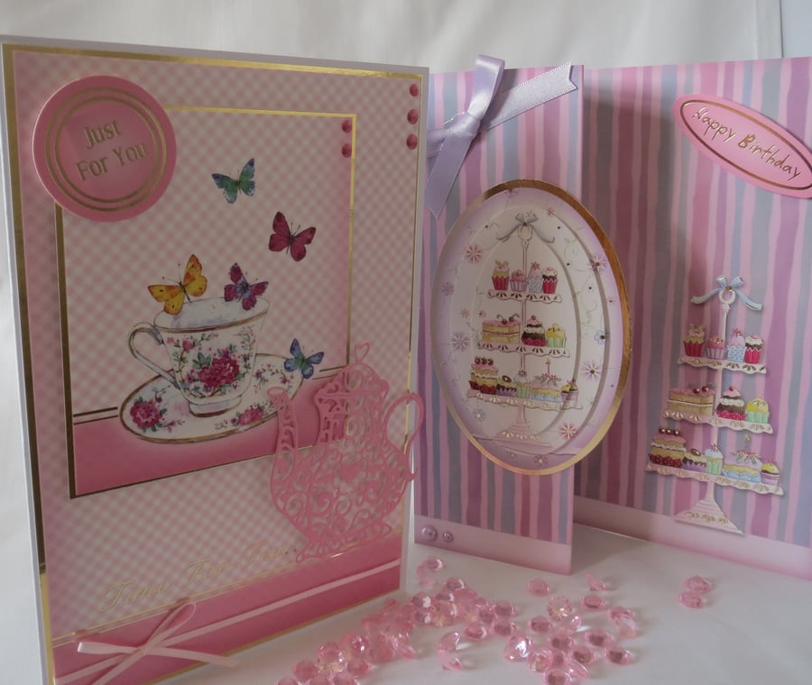 Teatime Happy Birthday set of two cards