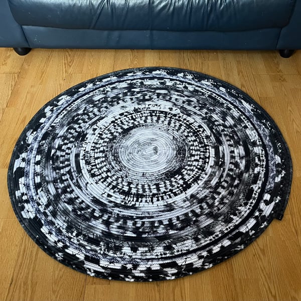 Hand Made Jelly Roll Rug - Black and White