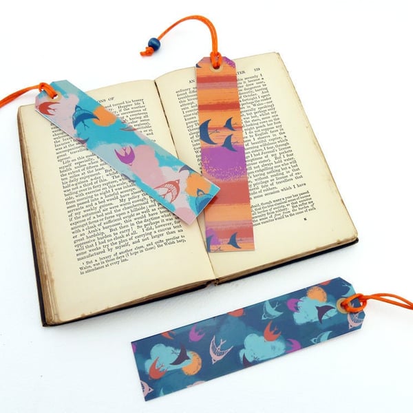3 pack patterned bird print bookmarks