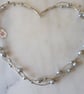 Faux Pearl and Silver Plate Twisted Three strand Necklace - Summer Seconds