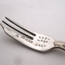 Handstamped vintage cake fork, cake cake & more cake
