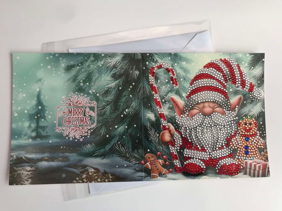  Diamond Art Christmas Card Old Elf with Gingerbread