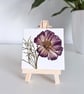 Real Pressed Flower Mini Canvas on Wooden Easel, Real Cosmos, Mini Art - Image 2