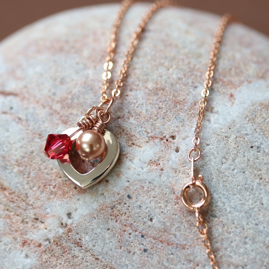 Rose Gold and Swarovski Pendant Necklace