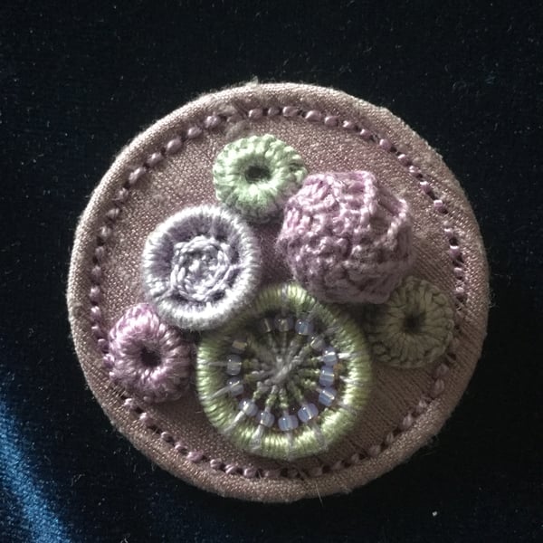 Dorset Button Medley Brooch, Lilac
