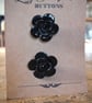 2 Large Black Flower Buttons - 34mm - Image 1