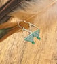 Turquoise and silver beadwork triangle earrings with Czech glass drop - Image 5