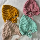 Mossy Pixie Baby Bonnets