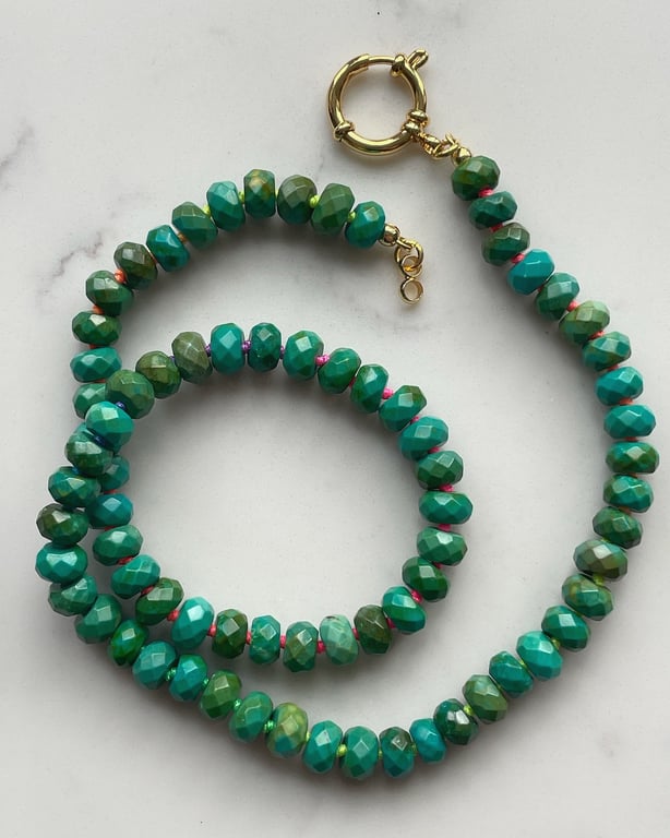 Neon Magnesite Hand Knotted Beaded Gemstone Necklace