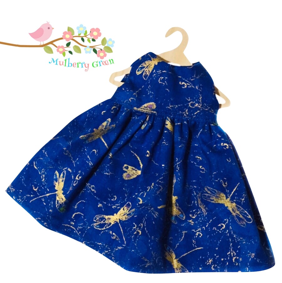 Royal Blue and Gold Dragonfly Dress