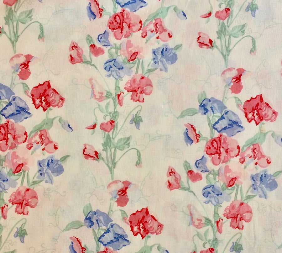 Pink Blue Cottage Sweetpeas a Laura Ashley 80s Vintage Fabric Lampshade option 