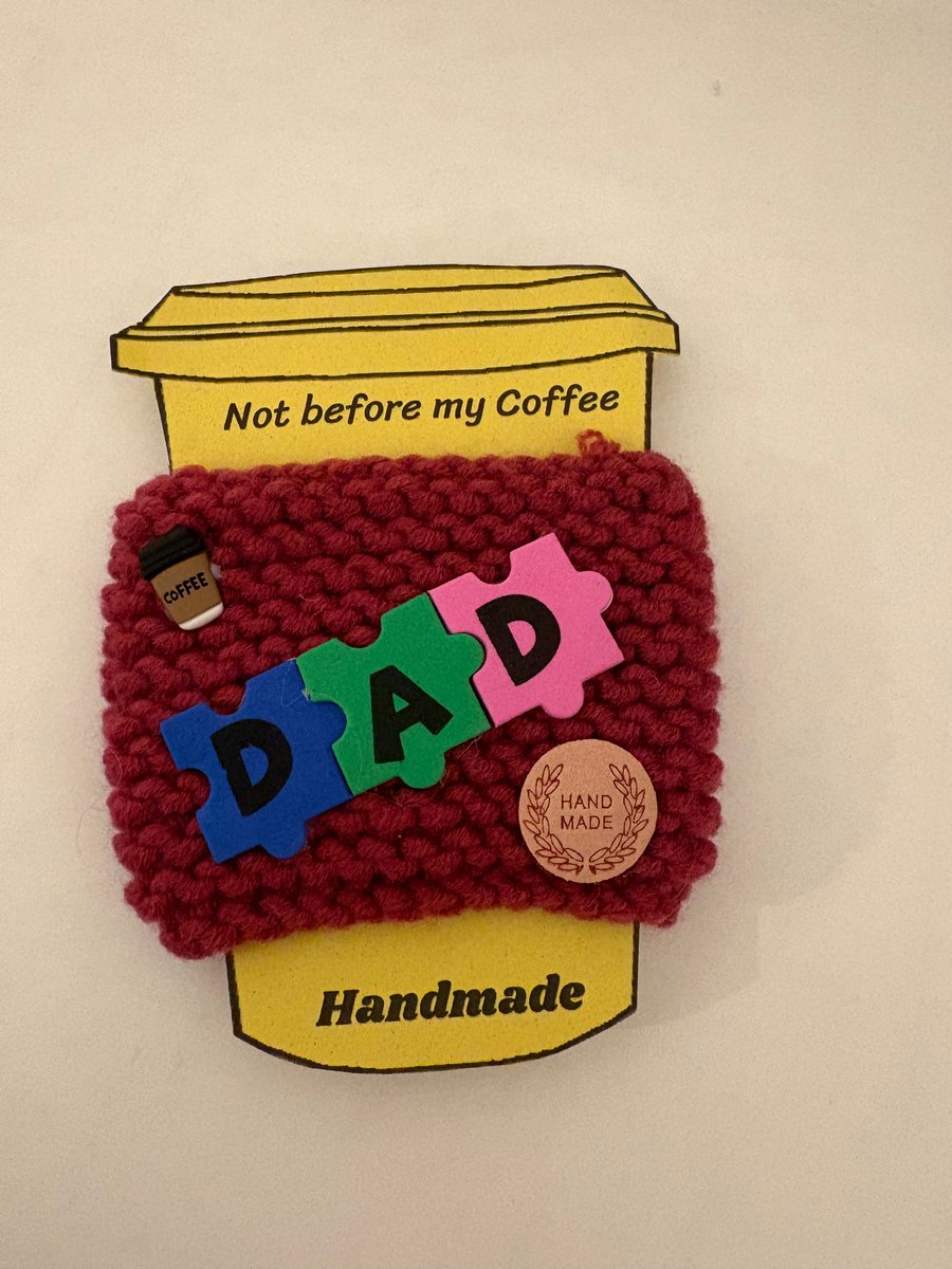 Father’s Day knitted cup cosy. 