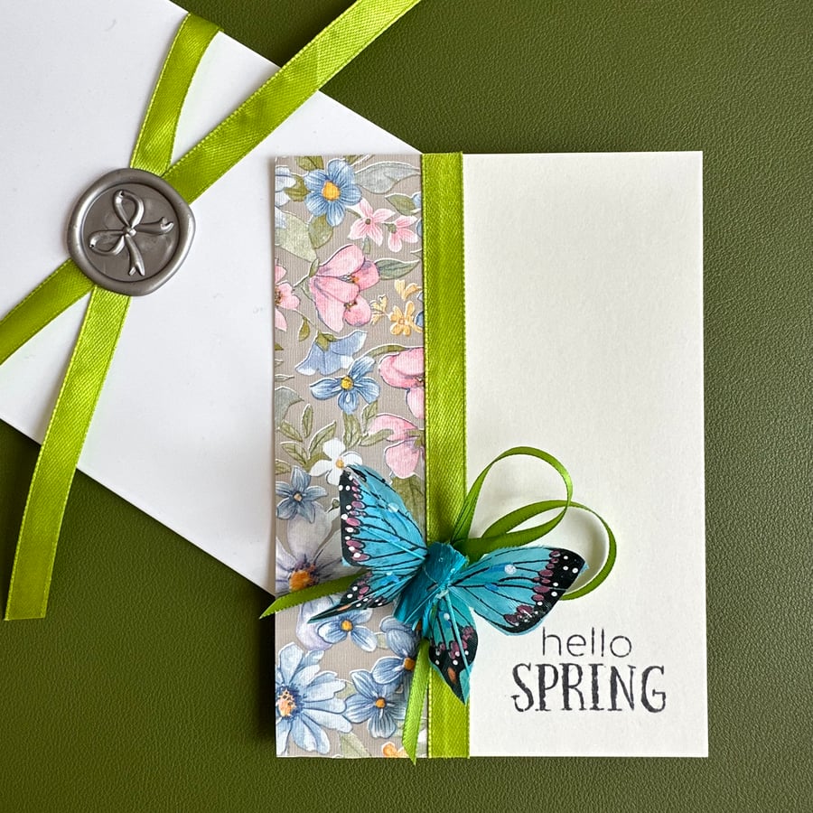 Spring floral garden Easter card wildflower butterfly mum birthday greetings 