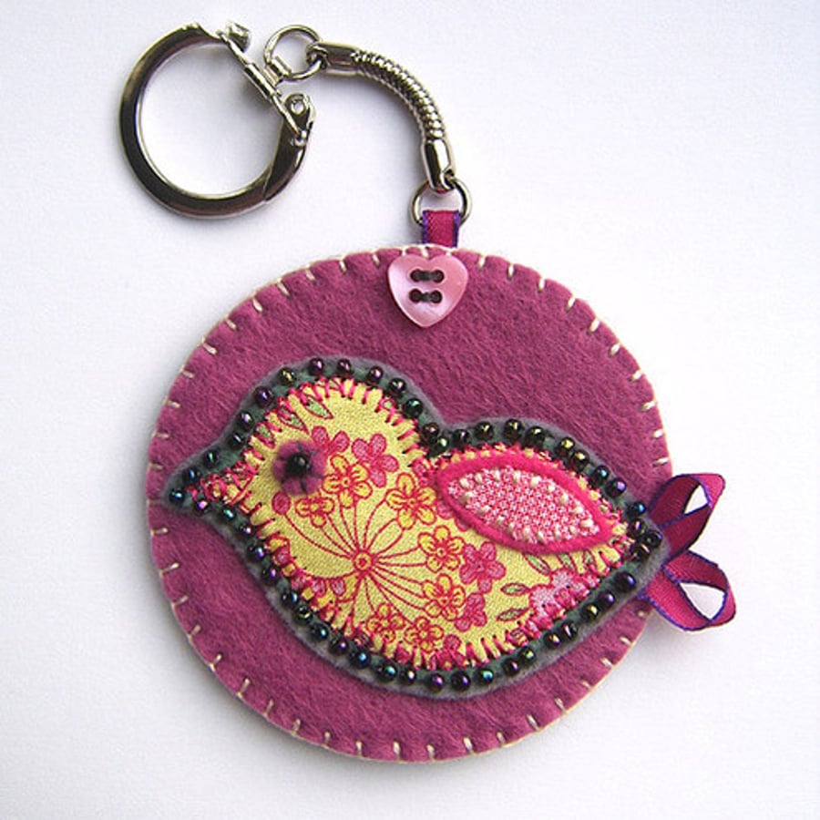 Little Bird Fabric Keyring