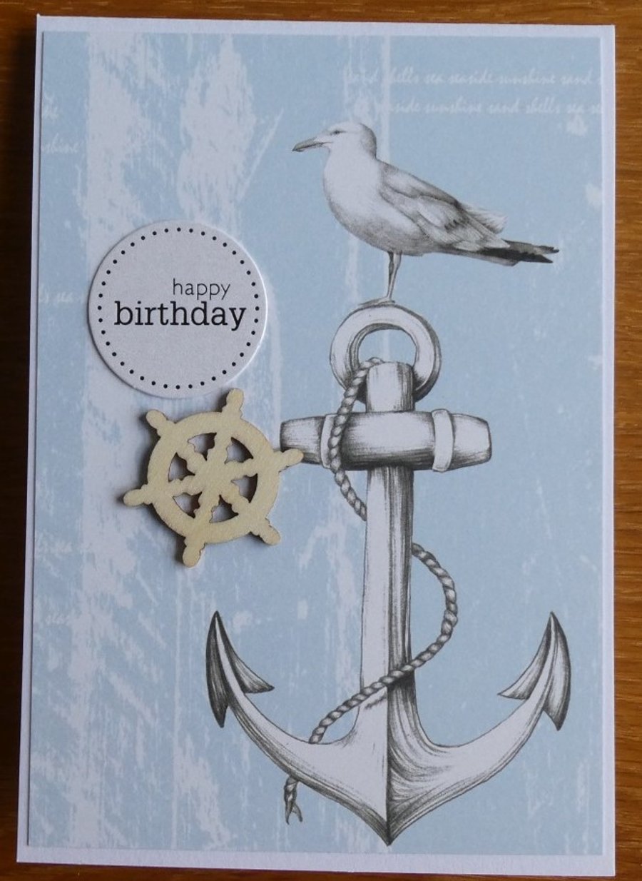 Gull & Anchor Birthday Card