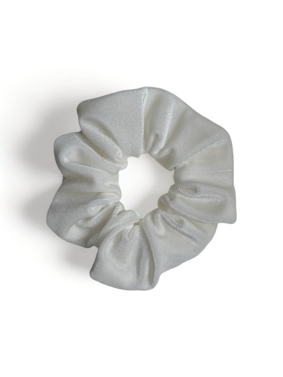 Ivory Velvet Scrunchie - Large