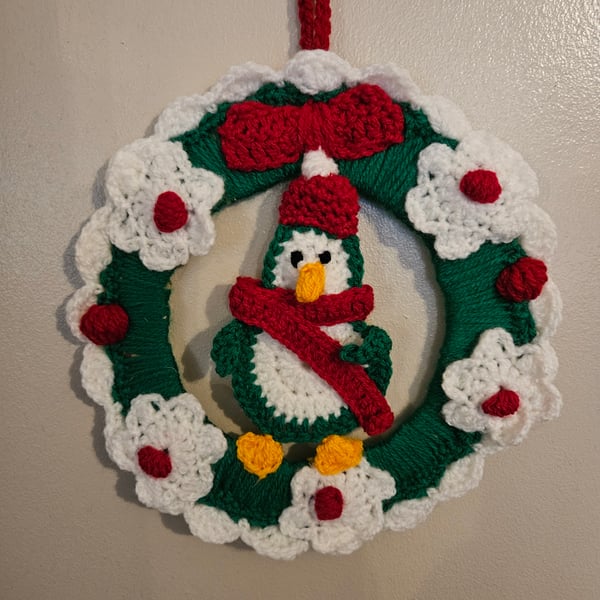 Christmas Snowflake Penguin with white outline