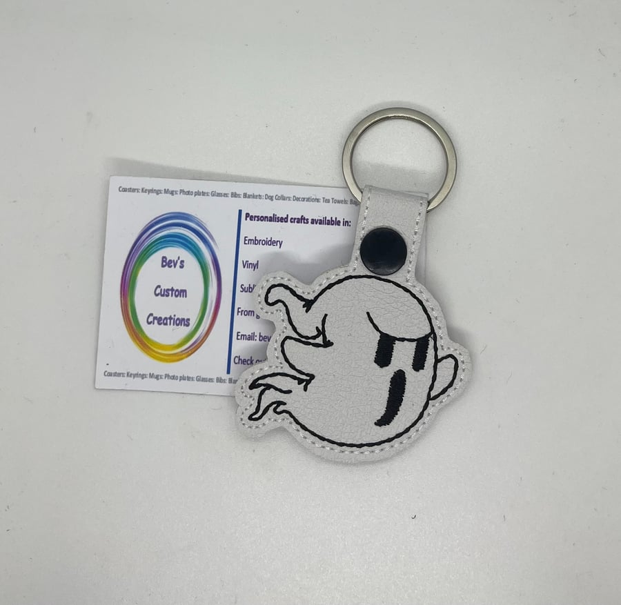 Embroidered Ghost keyring
