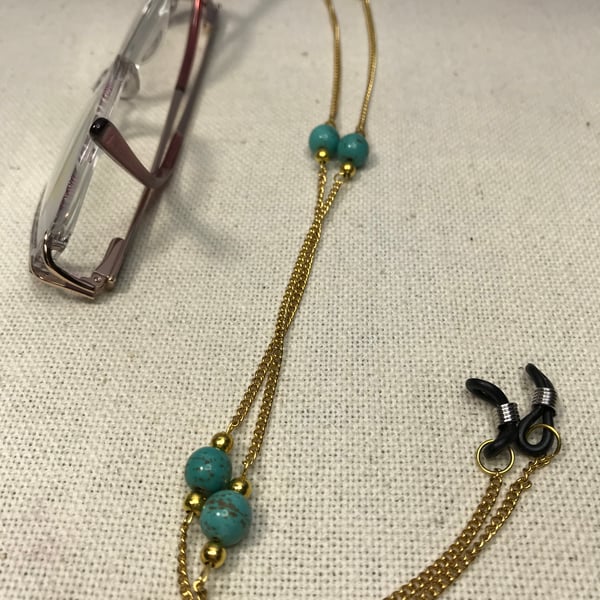 Spectacle chain or sunglasses lanyard with Turquoise beads