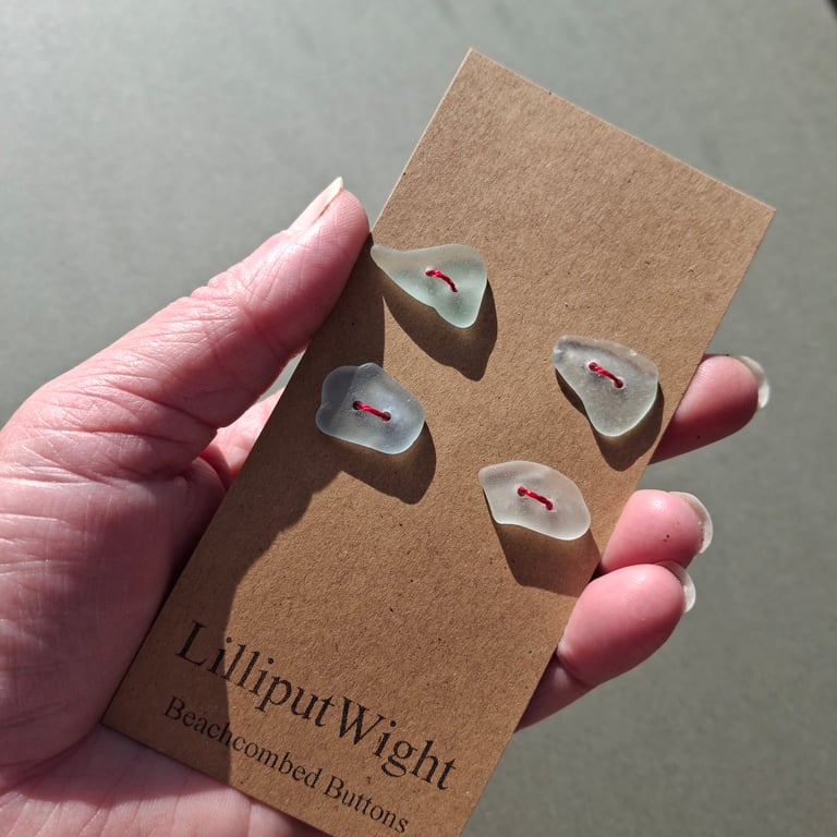 Set of four sea foam sea glass buttons