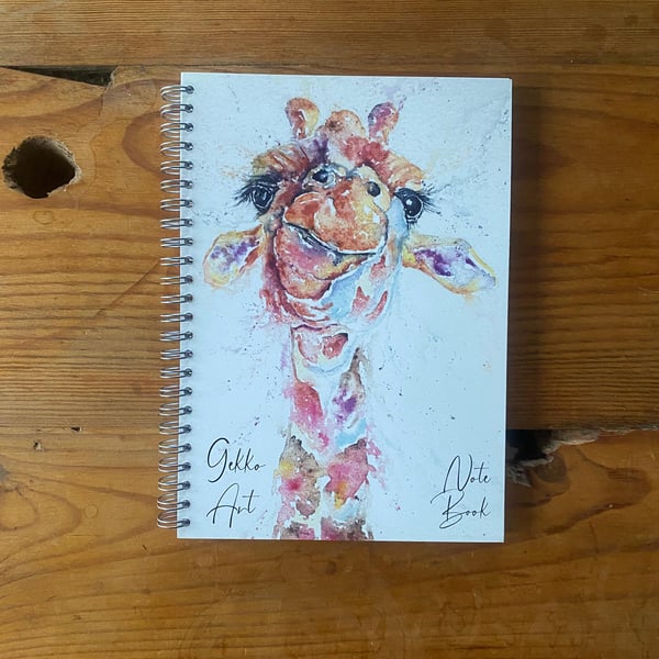 Giraffe Notebook, Notepad, A5 Size, Spiral bound, Wildlife Art Notebook, Pad, Jo