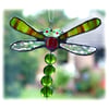 RESERVED for Rosehip Dragonfly Suncatcher Stained Glass Green Bead-Tailed  