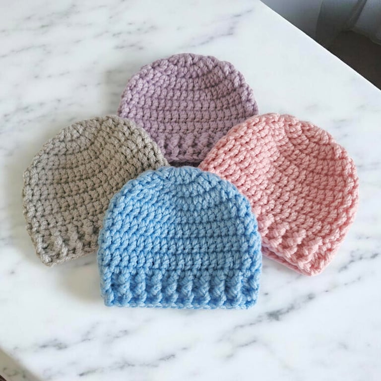 Handmade Crochet Baby Beanie – Newborn to Adult Sizes