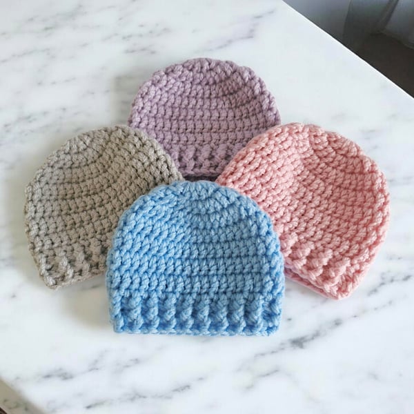 Handmade Crochet Baby Beanie – Newborn to Adult Sizes