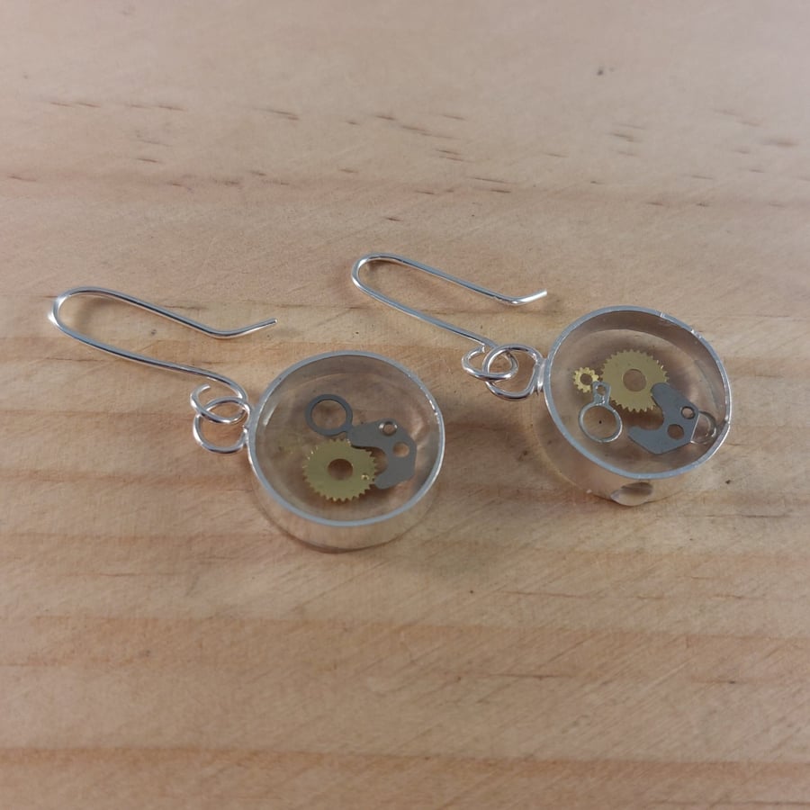 Sterling Silver Watchparts Cogs Earrings (SKU201025)
