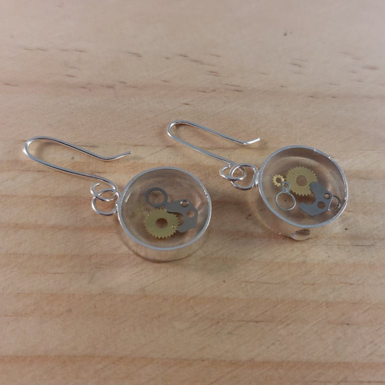 Sterling Silver Watchparts Cogs Earrings (SKU201025)