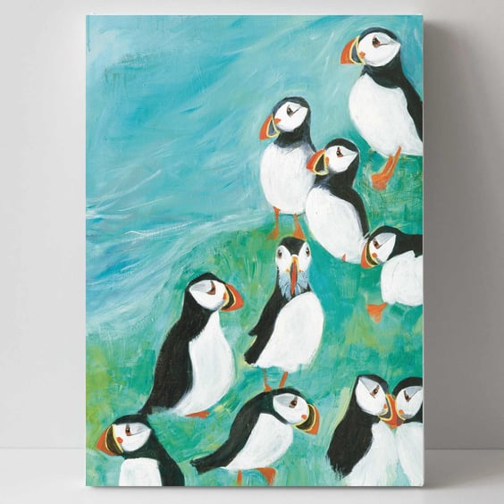 Puffin art for the wall  print coastal artwork