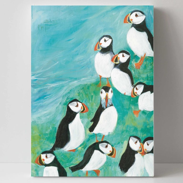Puffin art for the wall  print coastal artwork