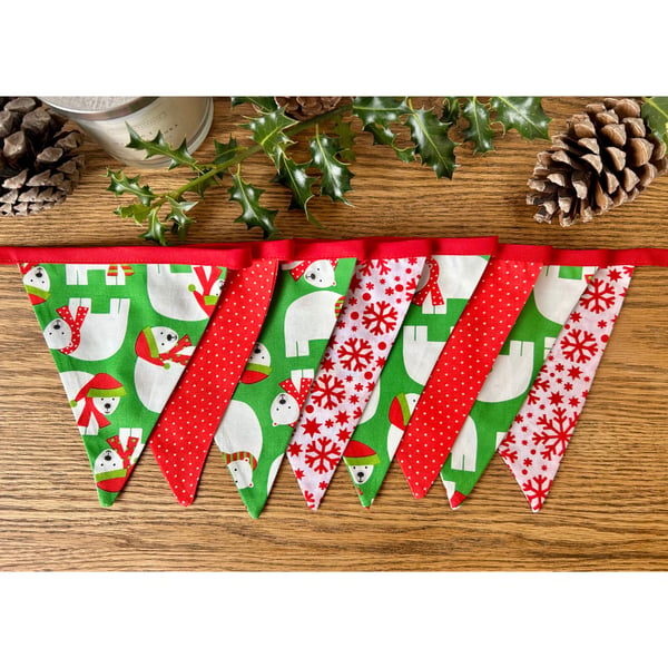 Handmade Polar Bear Bunting (Green) - Handmade Fabric Garland